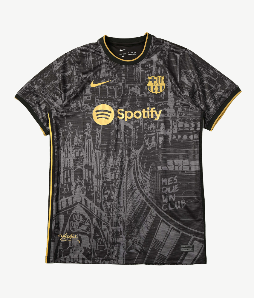 FC Barcelona 2023-24 City Map Black Gold Shirt