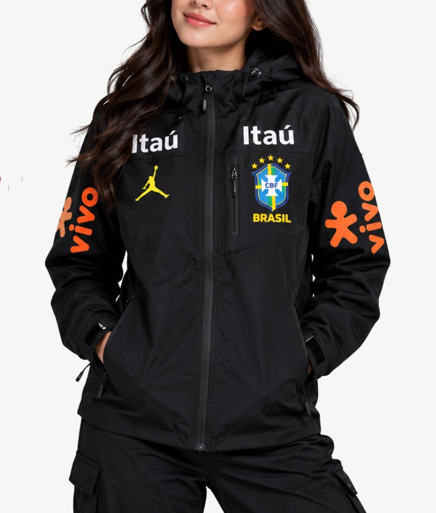 BRAZIL 2026 BLACK HOODED WINDBREAKER