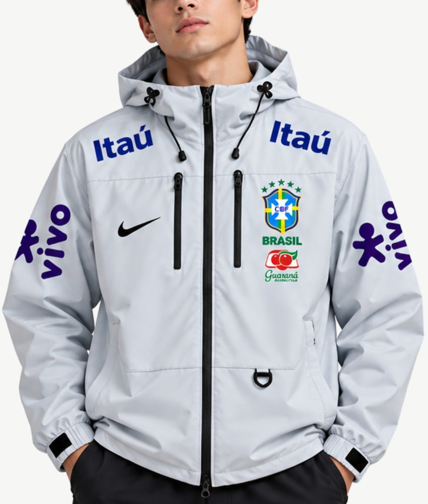 BRAZIL 2026 SILVER HOODED WINDBREAKER