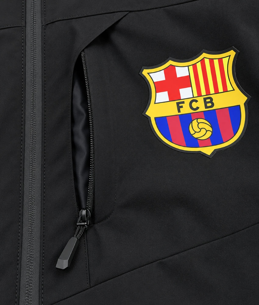 BARCELONA 2026 BLACK HOODED WINDBREAKER