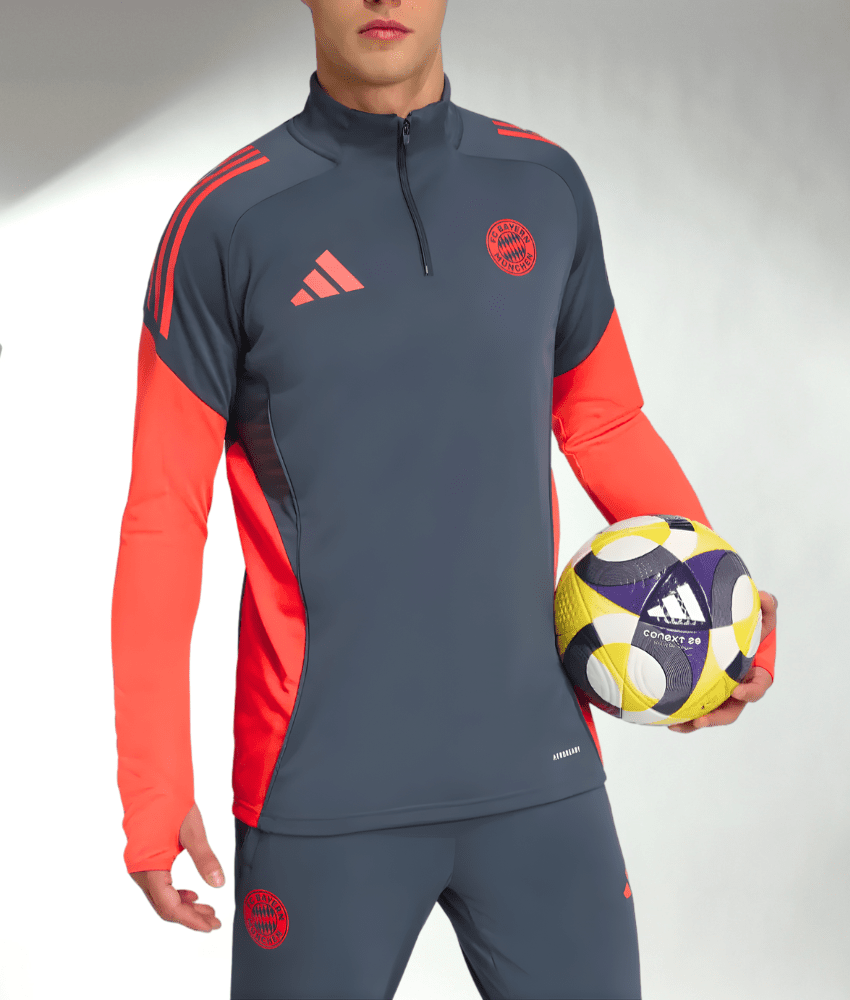 BAYERN MUNICH 2025/26 GREY/RED 1/4 ZIP TRACKSUIT - Tracksuit & Jackets - False9Fits