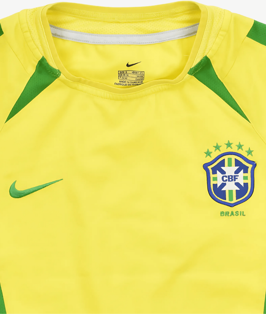 BRAZIL 2002 HOME RETRO SHIRT-Shirt - False9Fits