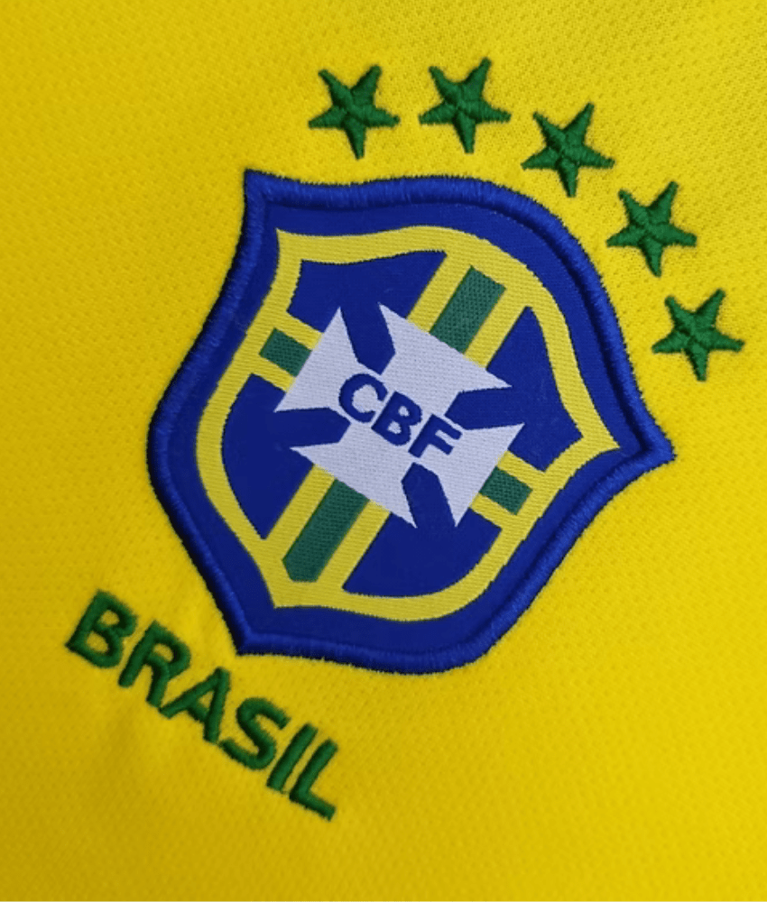 BRAZIL 2004 RETRO HOME SHIRT-Shirt - False9Fits