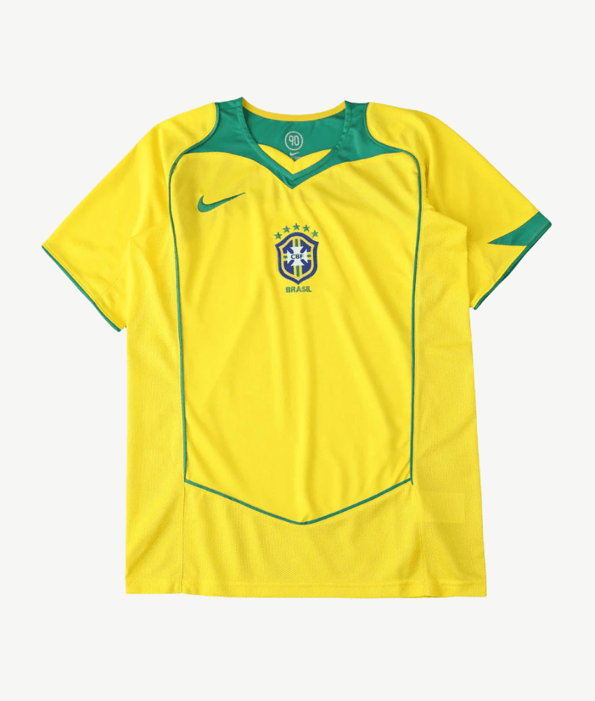 BRAZIL 2004 RETRO HOME SHIRT-Shirt - False9Fits