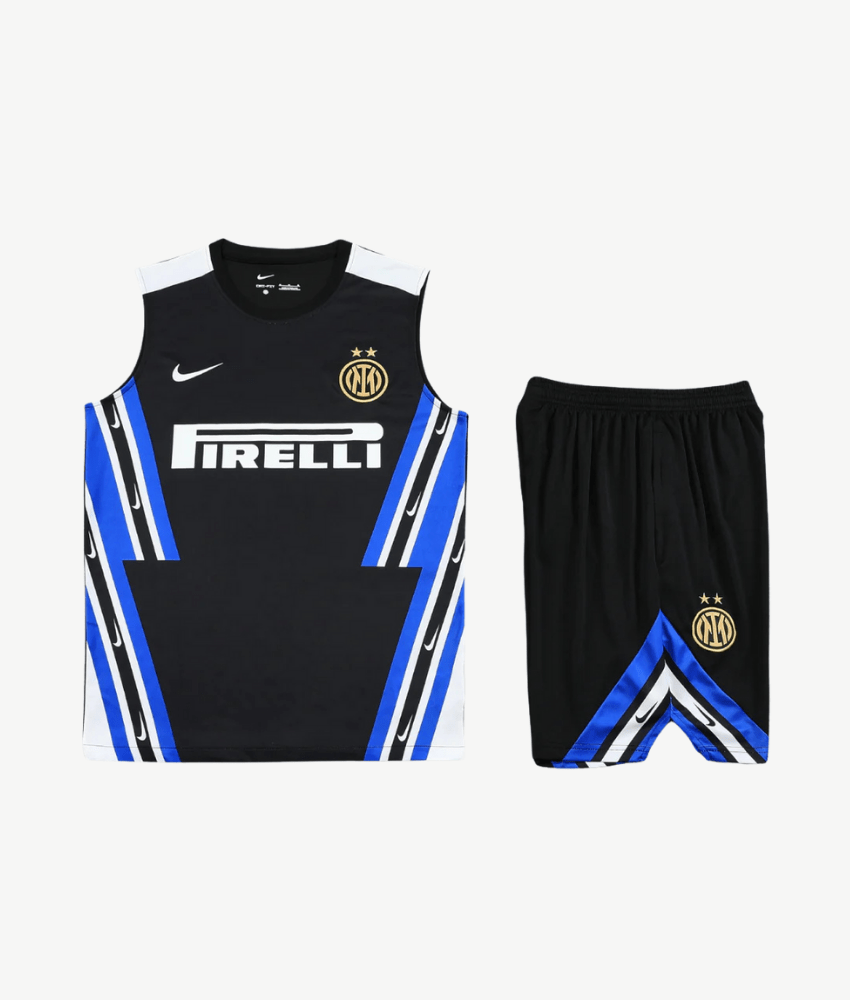 INTER MILAN 2025/26 BLACK 'OLD - SCHOOL' VEST SUMMER SET - Vest Set - False9Fits