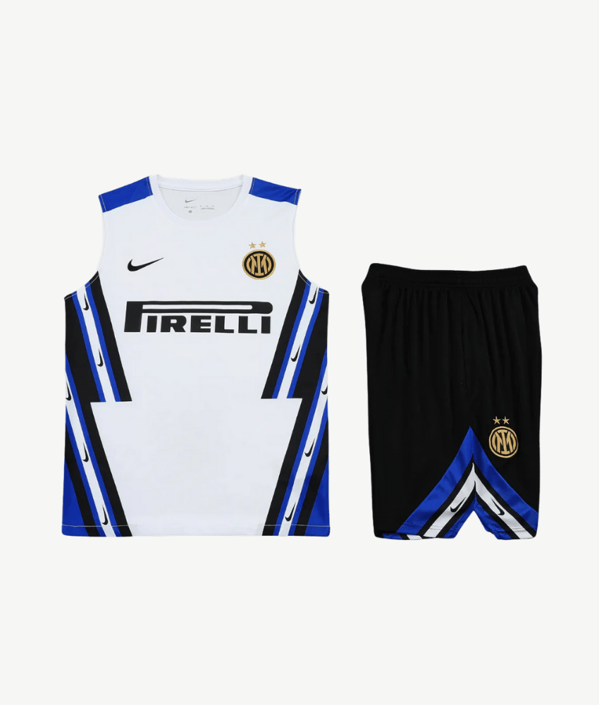 INTER MILAN 2025/26 WHITE 'OLD - SCHOOL' VEST SUMMER SET - Vest Set - False9Fits