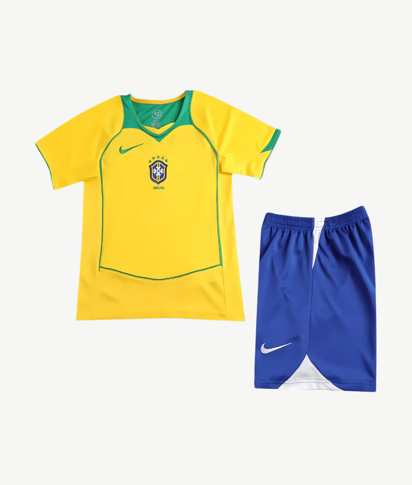(KIDS) BRAZIL 2004 HOME KIT-Shirt - False9Fits