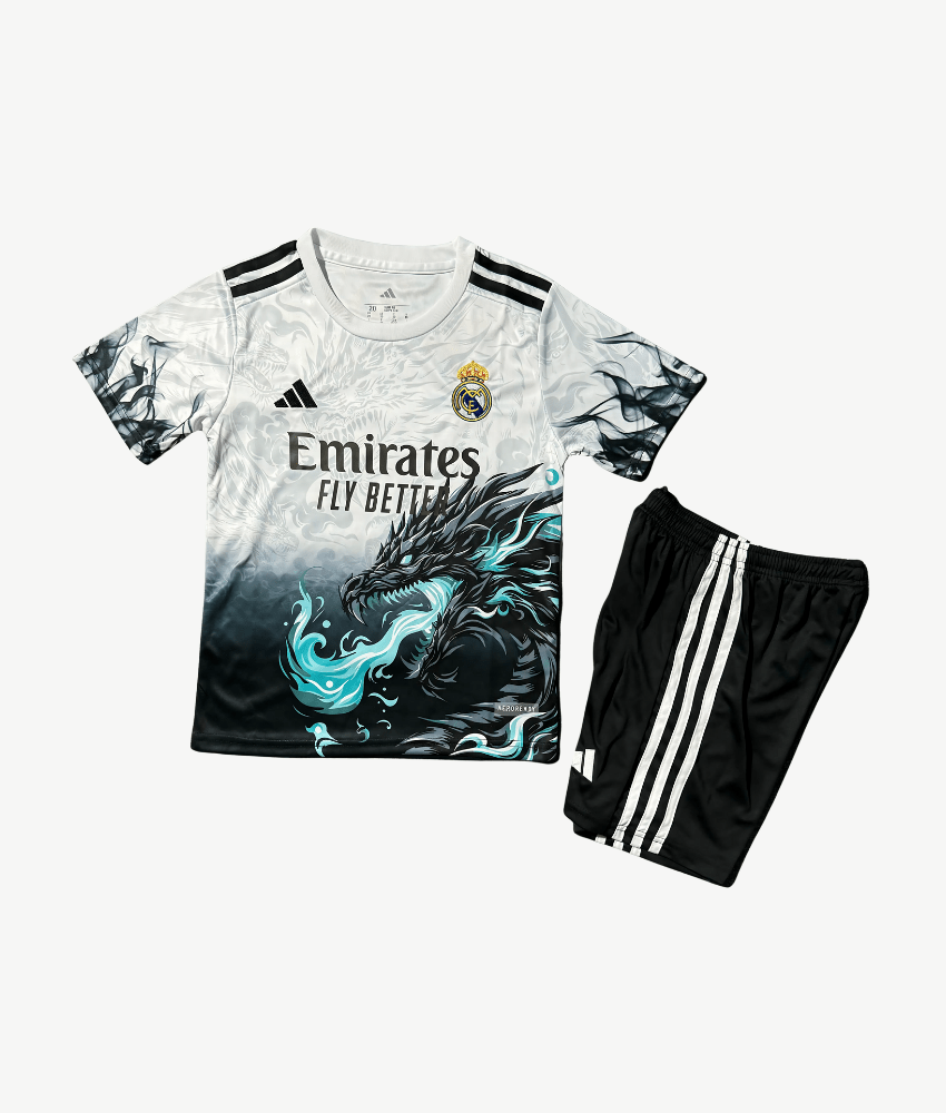 (KIDS) REAL MADRID 2025/26 'BLACK DRAGON' KIT-Shirt - False9Fits