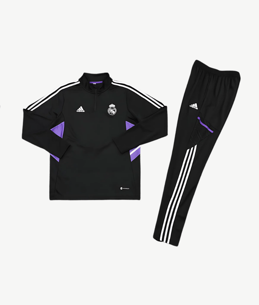 REAL MADRID 2022/23 BLACK 1/4 ZIP TRACKSUIT - Tracksuit & Jackets - False9Fits