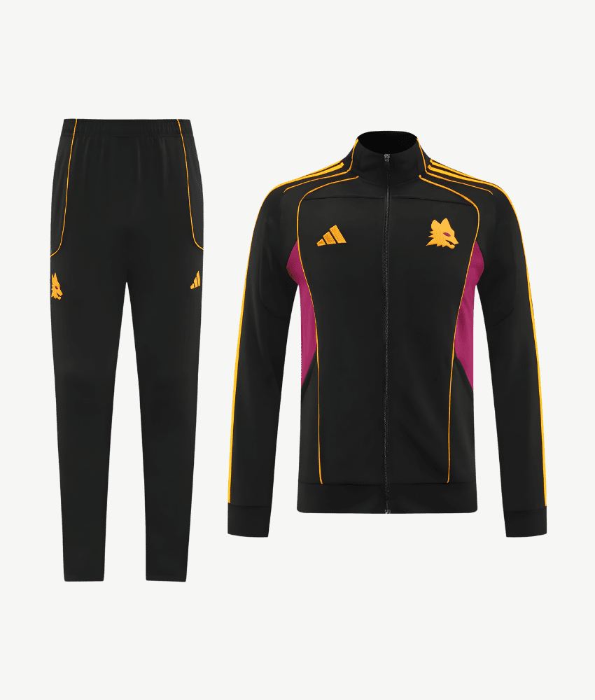ROMA 2025/26 BLACK FULL ZIP TRACKSUIT - Tracksuit & Jackets - False9Fits