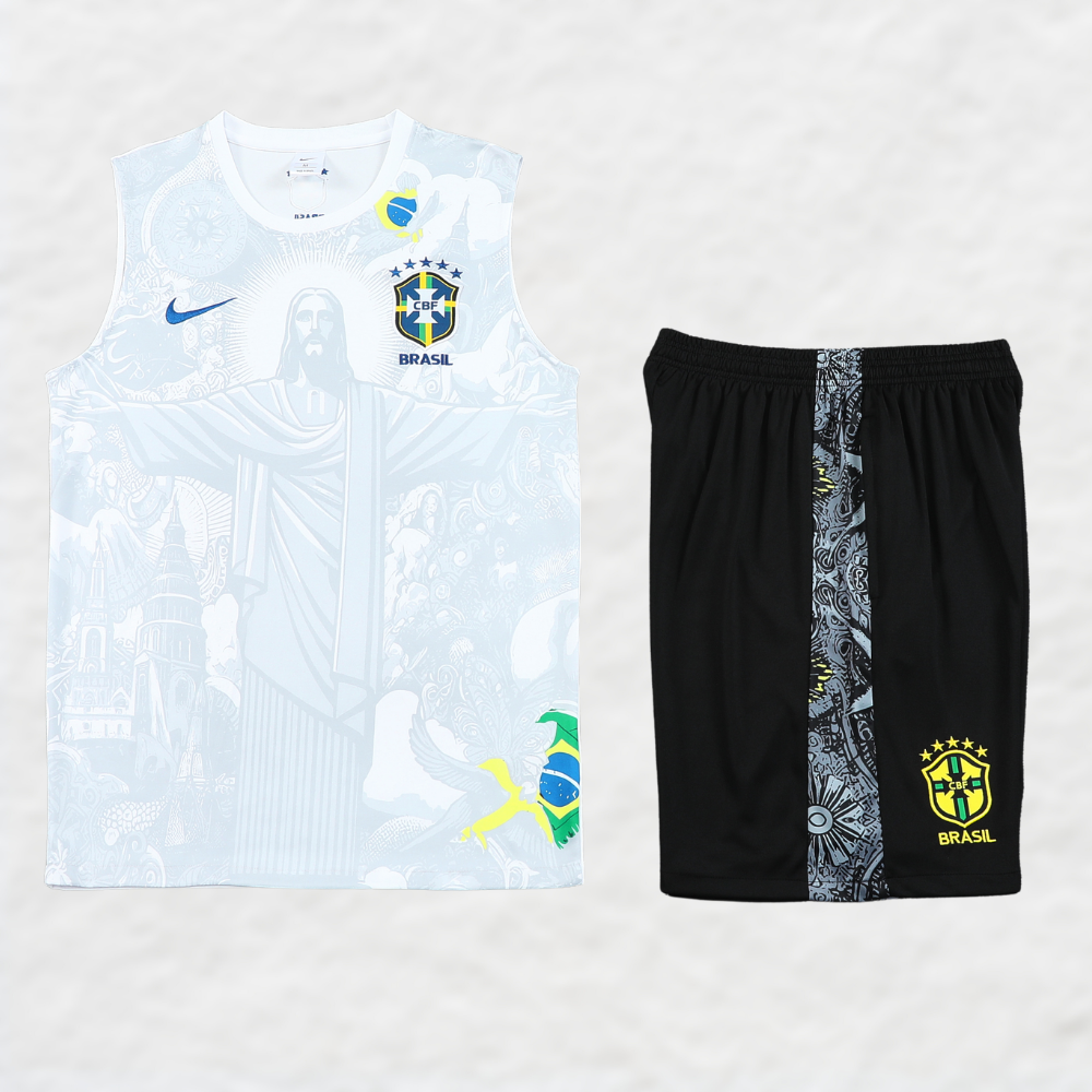 BRAZIL 2024/25 WHITE 'CHRIST THE REDEEMER' VEST SUMMER SET