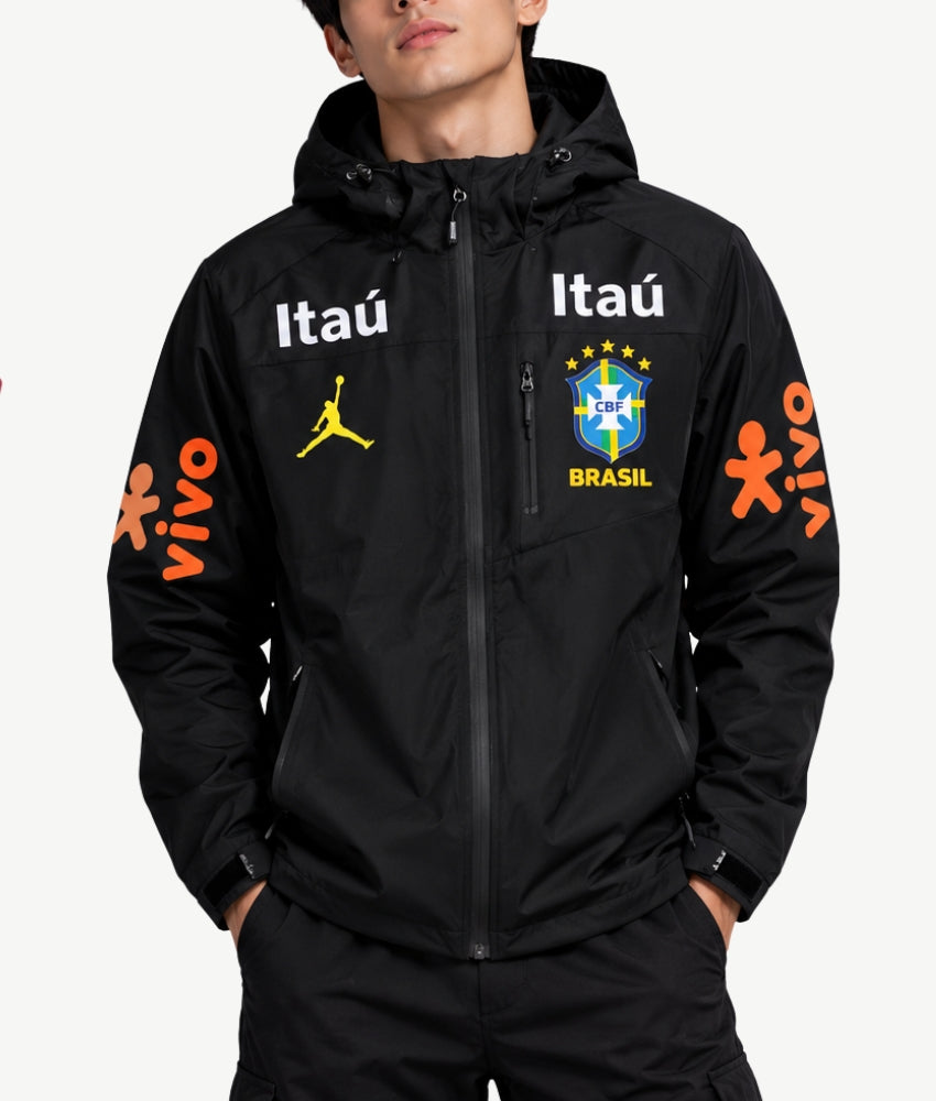 BRAZIL 2026 BLACK HOODED WINDBREAKER