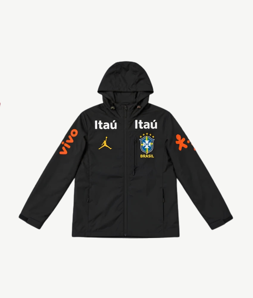 BRAZIL 2026 BLACK HOODED WINDBREAKER