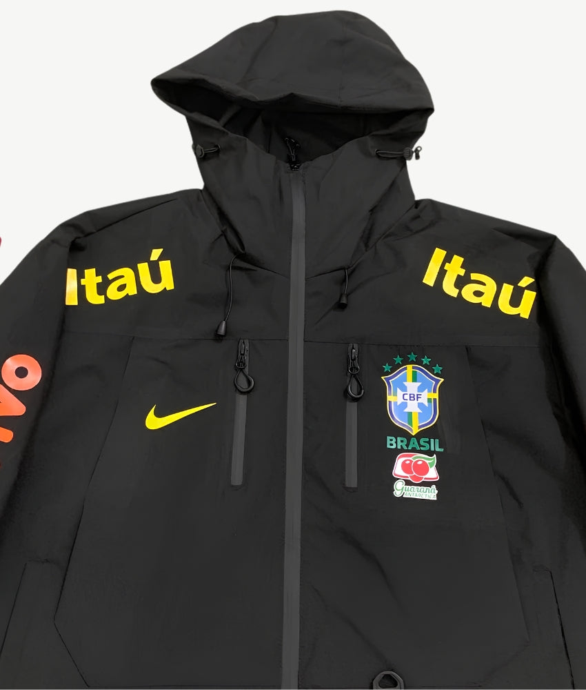 BRAZIL 2026 BLACK HOODED WINDBREAKER