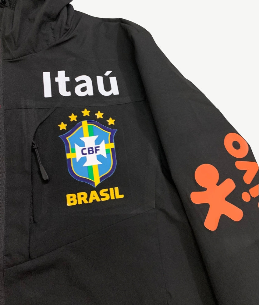 BRAZIL 2026 BLACK HOODED WINDBREAKER