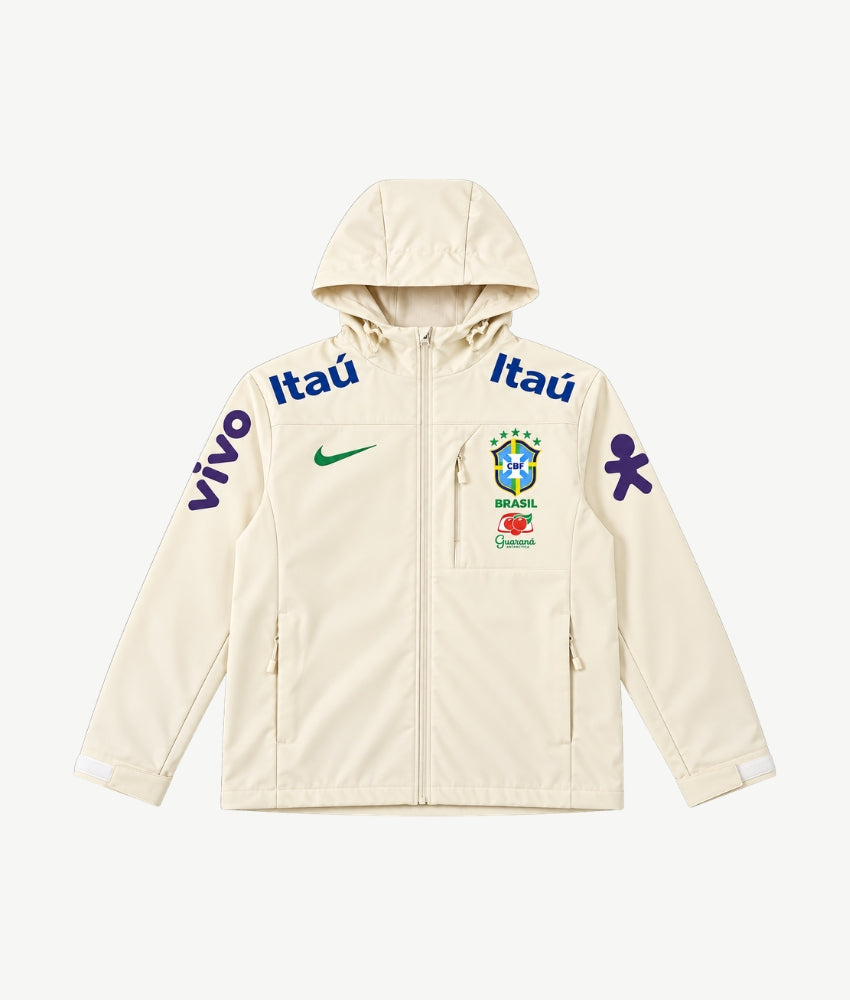 BRAZIL 2026 CREAM HOODED WINDBREAKER