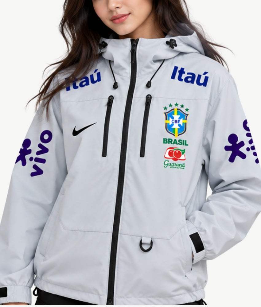 BRAZIL 2026 SILVER HOODED WINDBREAKER