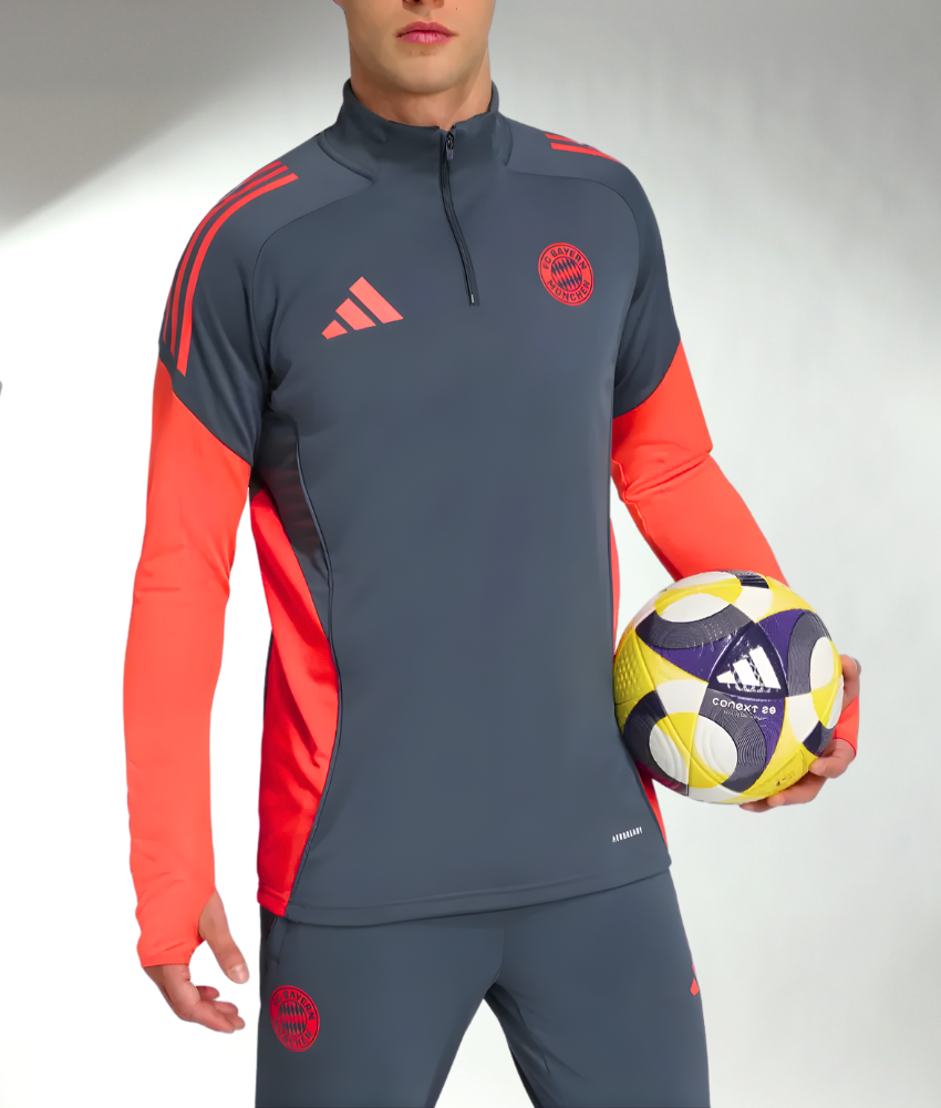 BAYERN MUNICH 2025/26 GREY/RED 1/4 ZIP TRACKSUIT