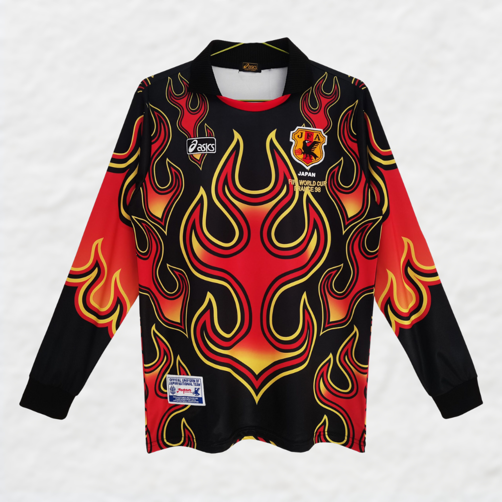 [超希少] 1998 サッカー 日本代表  背番号付き ゲームシャツ 炎 GK 🔥'Yoshikatsu Kawaguchi' Japan 1998 GK Flame Jersey
