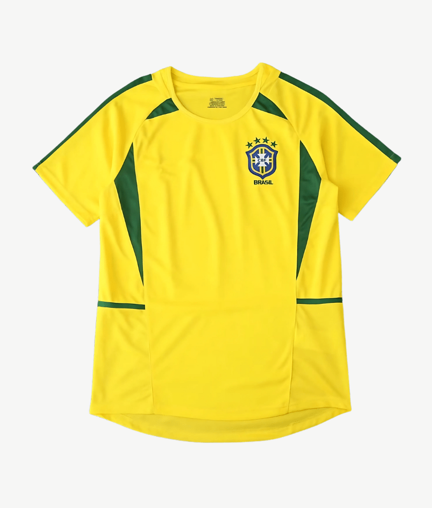 BRAZIL 2002 HOME RETRO SHIRT-Shirt - False9Fits