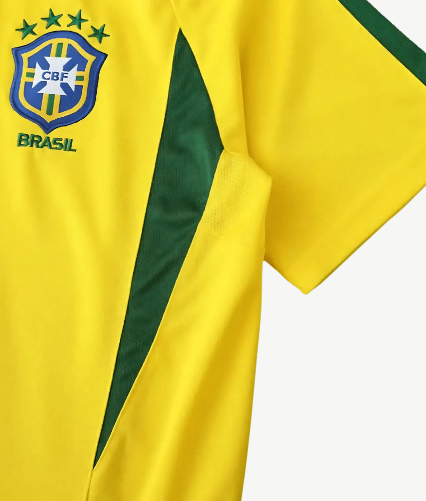 BRAZIL 2002 HOME RETRO SHIRT-Shirt - False9Fits