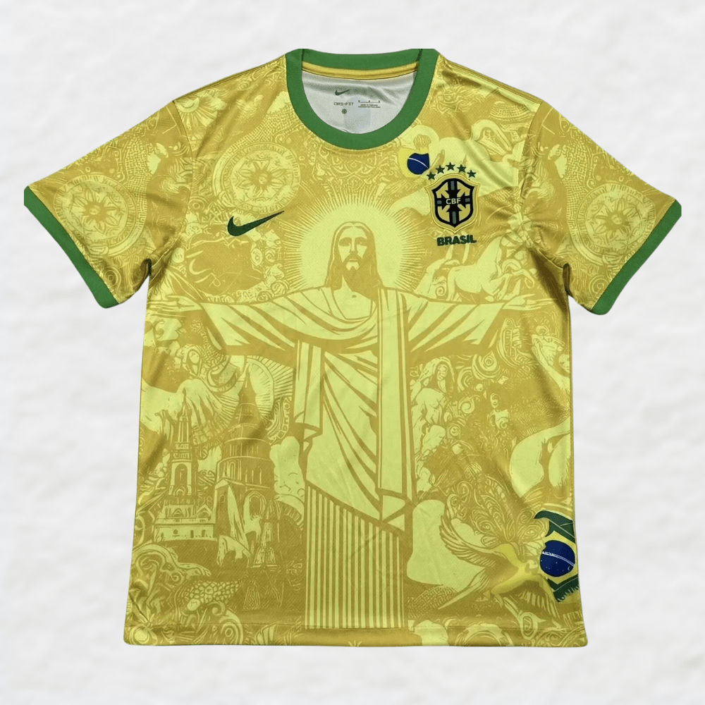 BRAZIL 2024/25 GOLD 'CHRIST THE REDEEMER' SPECIAL EDITION SHIRT-Shirt - False9Fits