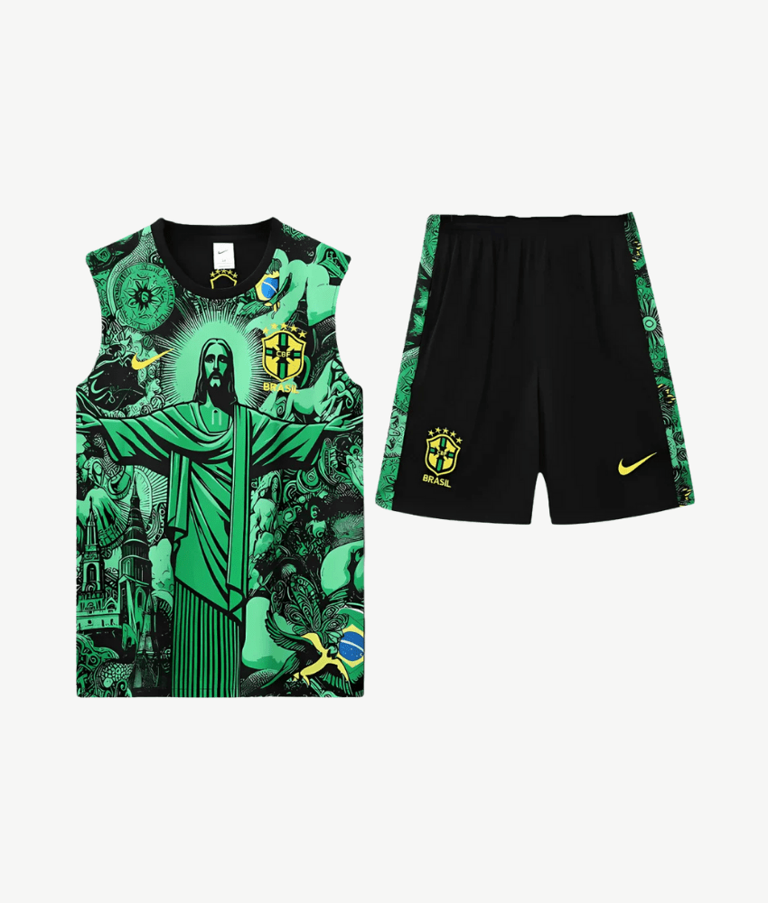 BRAZIL 2024/25 GREEN 'CHRIST THE REDEEMER' VEST SUMMER SET - Vest Set - False9Fits