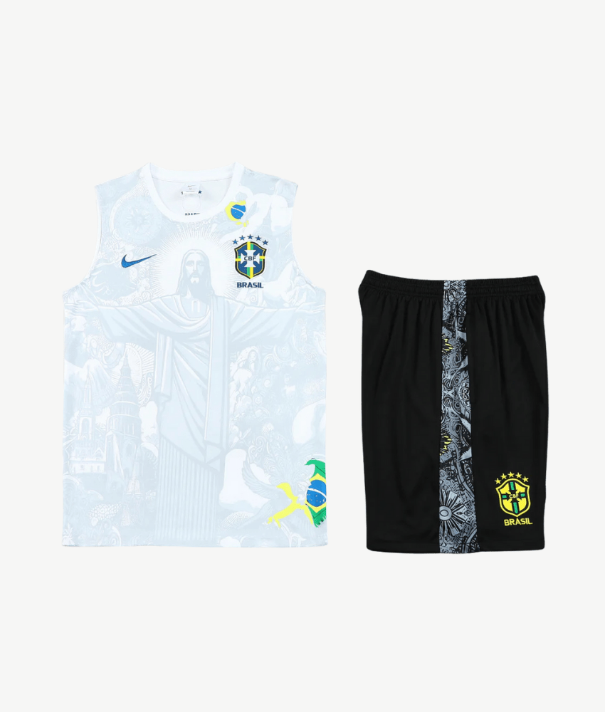 BRAZIL 2024/25 WHITE 'CHRIST THE REDEEMER' VEST SUMMER SET - Vest Set - False9Fits