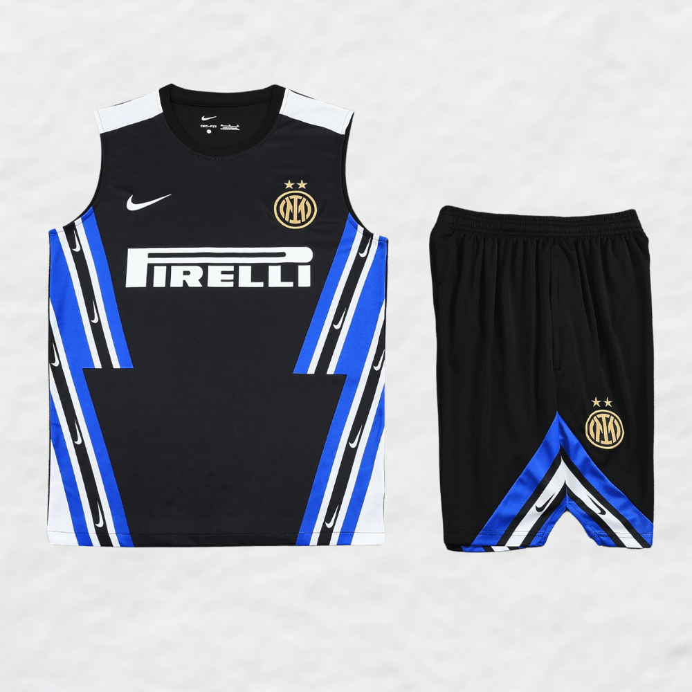INTER MILAN 2025/26 BLACK 'OLD - SCHOOL' VEST SUMMER SET - Vest Set - False9Fits