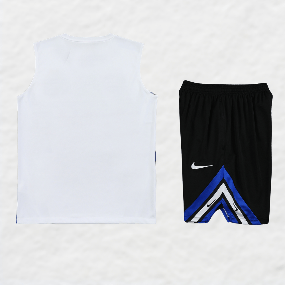 INTER MILAN 2025/26 WHITE 'OLD - SCHOOL' VEST SUMMER SET - Vest Set - False9Fits