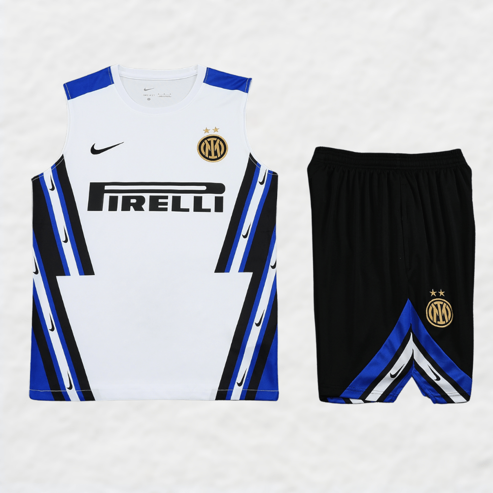 INTER MILAN 2025/26 WHITE 'OLD - SCHOOL' VEST SUMMER SET - Vest Set - False9Fits